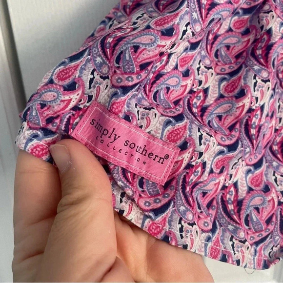 Simply Southern Women’s  Paisley Flared Patterned Purple and Pink Blouse Sz XL - Picture 4 of 7
